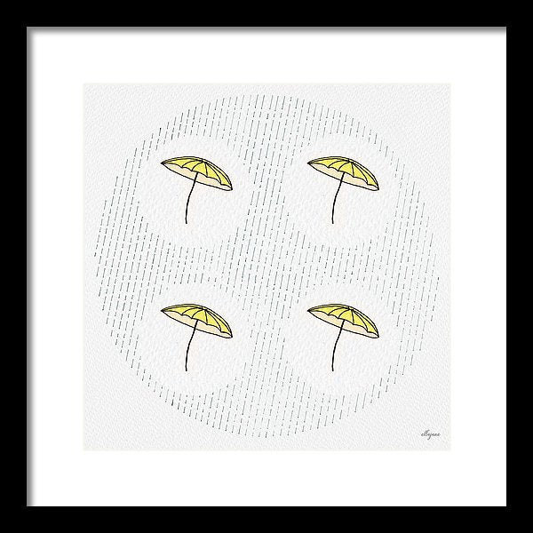 Four Umbrellas - Yellow - Framed Print