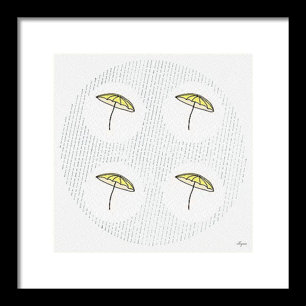 Four Umbrellas - Yellow - Framed Print