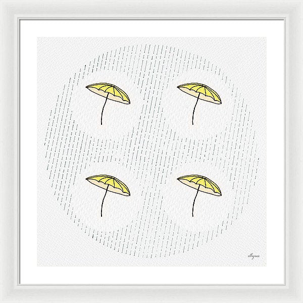 Four Umbrellas - Yellow - Framed Print