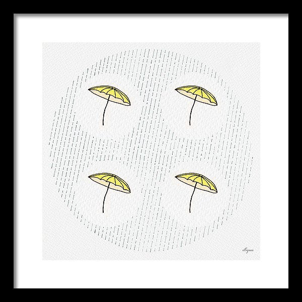 Four Umbrellas - Yellow - Framed Print