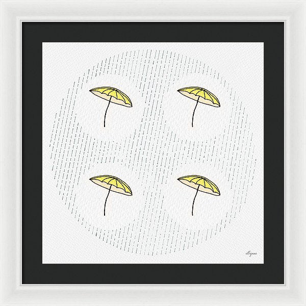 Four Umbrellas - Yellow - Framed Print