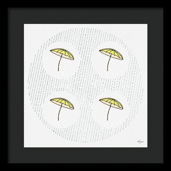 Four Umbrellas - Yellow - Framed Print