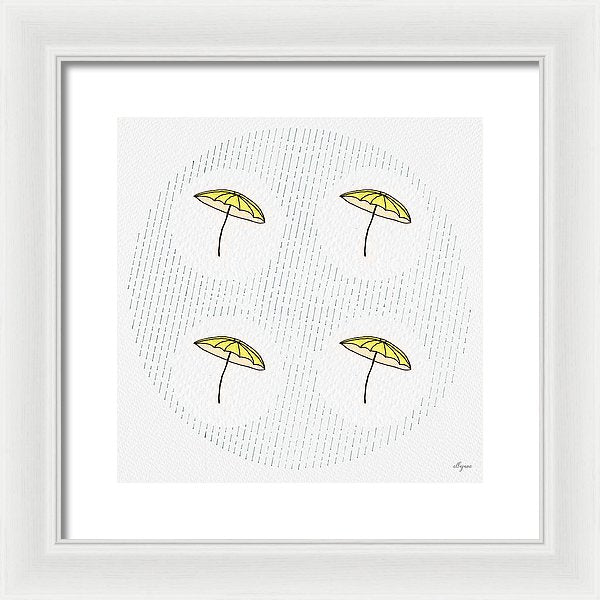 Four Umbrellas - Yellow - Framed Print