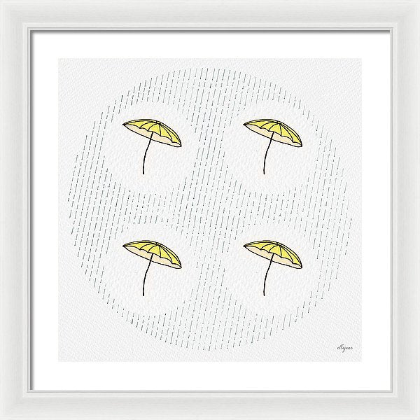 Four Umbrellas - Yellow - Framed Print