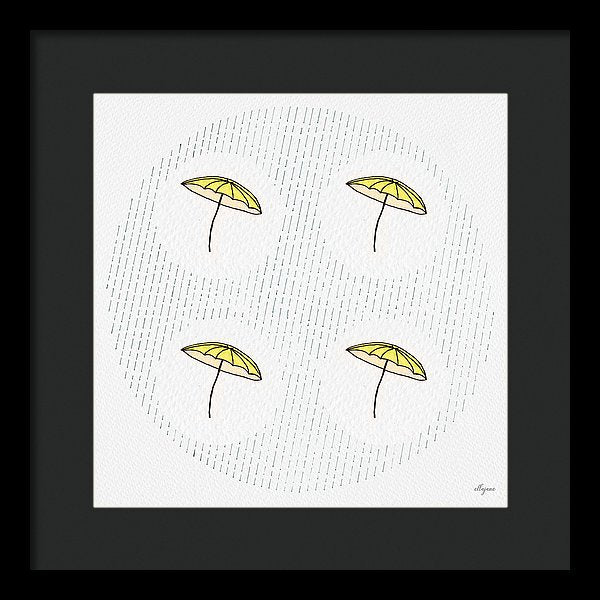 Four Umbrellas - Yellow - Framed Print