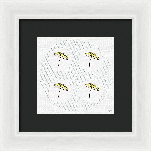 Four Umbrellas - Yellow - Framed Print