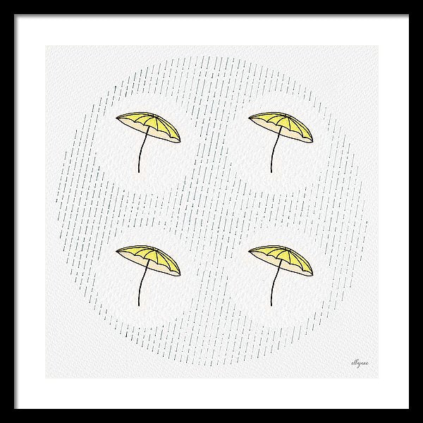 Four Umbrellas - Yellow - Framed Print