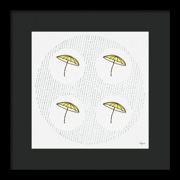 Four Umbrellas - Yellow - Framed Print