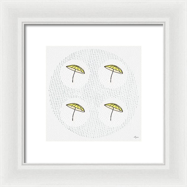 Four Umbrellas - Yellow - Framed Print