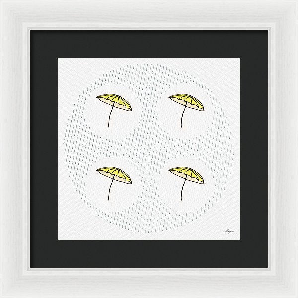 Four Umbrellas - Yellow - Framed Print