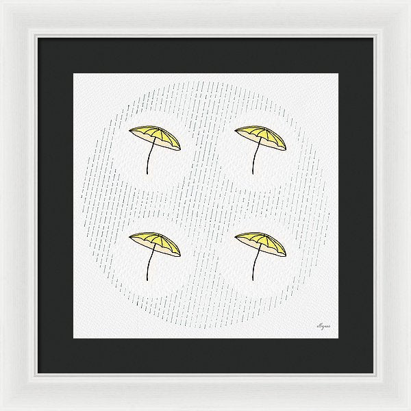 Four Umbrellas - Yellow - Framed Print