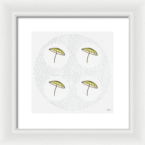 Four Umbrellas - Yellow - Framed Print