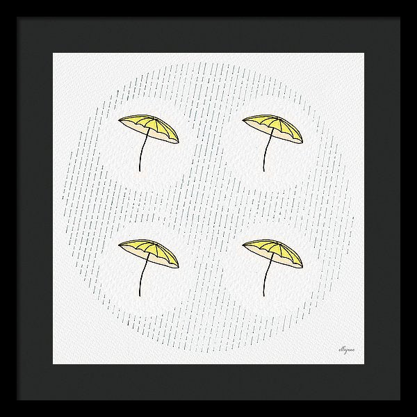 Four Umbrellas - Yellow - Framed Print