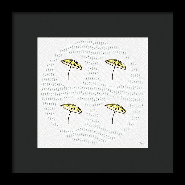 Four Umbrellas - Yellow - Framed Print