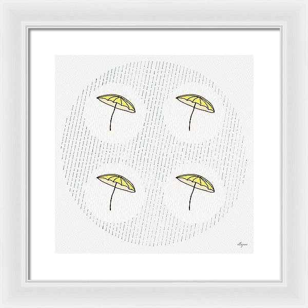 Four Umbrellas - Yellow - Framed Print