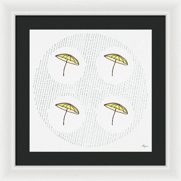 Four Umbrellas - Yellow - Framed Print