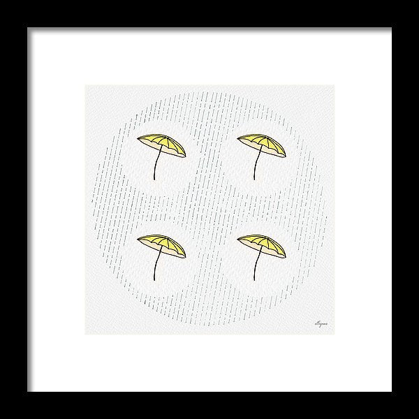 Four Umbrellas - Yellow - Framed Print