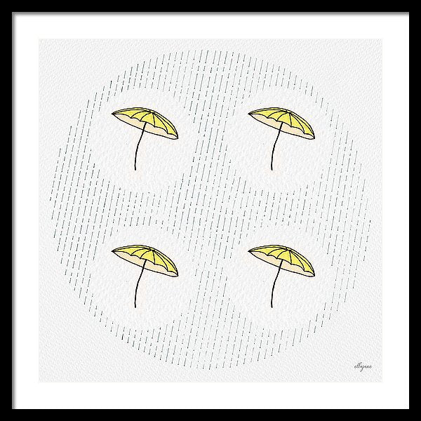 Four Umbrellas - Yellow - Framed Print