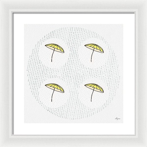 Four Umbrellas - Yellow - Framed Print