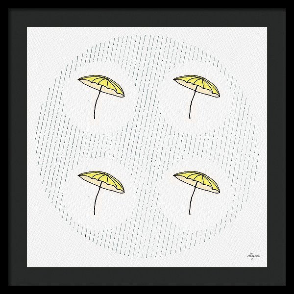 Four Umbrellas - Yellow - Framed Print