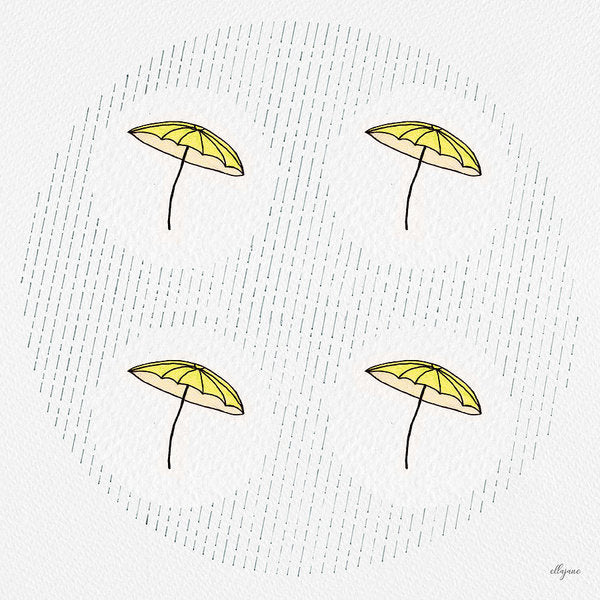 Four Umbrellas - Yellow - Art Print