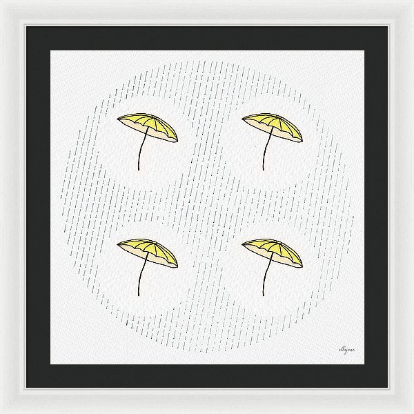 Four Umbrellas - Yellow - Framed Print