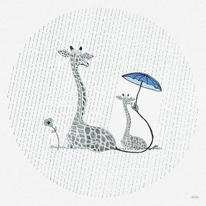 Giraffe Mumma Love - Blue - Art Print