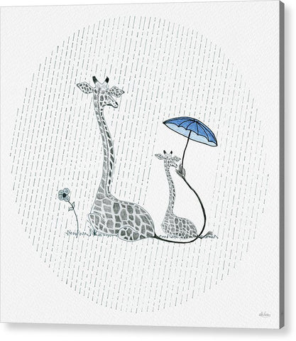 Giraffe Mumma Love - Blue - Acrylic Print