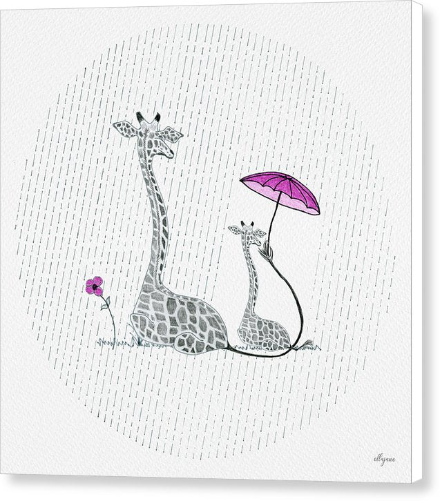 Giraffe Mumma Love - Pink - Canvas Print