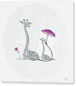 Giraffe Mumma Love - Pink - Canvas Print