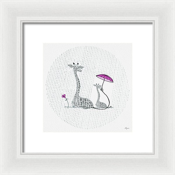 Giraffe Mumma Love - Pink - Framed Print