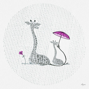 Giraffe Mumma Love - Pink - Art Print