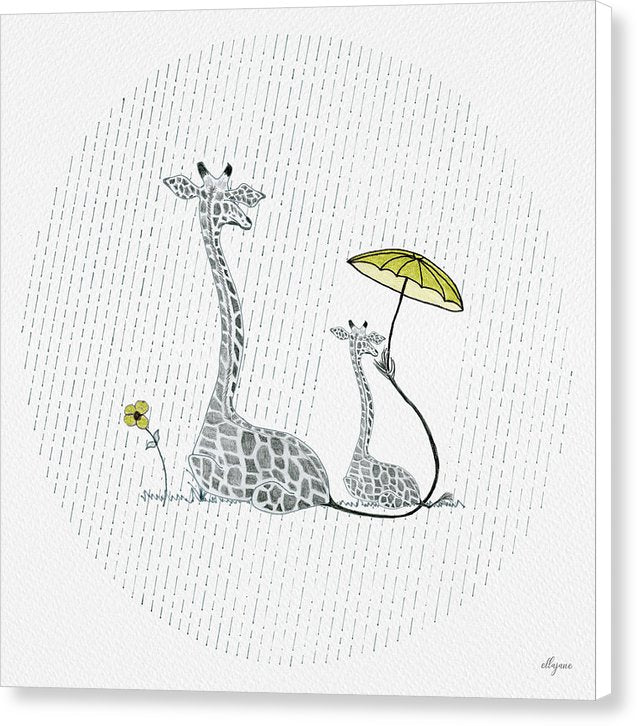 Giraffe Mumma Love - Yellow - Canvas Print