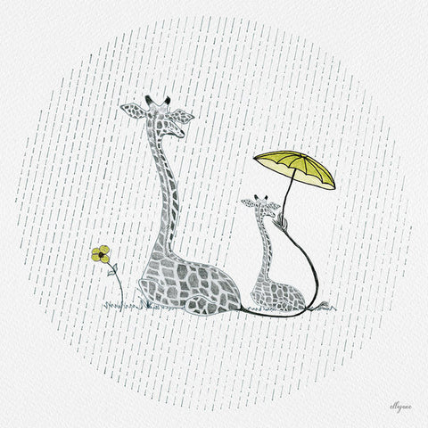 Giraffe Mumma Love - Yellow - Art Print