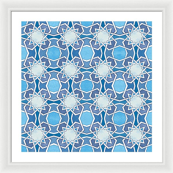 Mustansiriya Tile - Blues - Framed Print