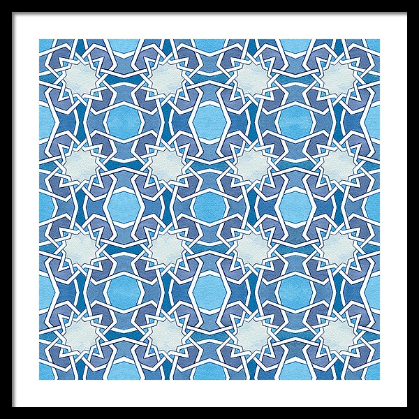 Mustansiriya Tile - Blues - Framed Print