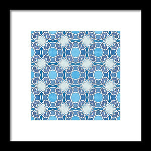 Mustansiriya Tile - Blues - Framed Print