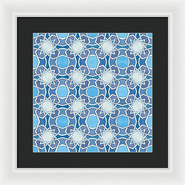 Mustansiriya Tile - Blues - Framed Print