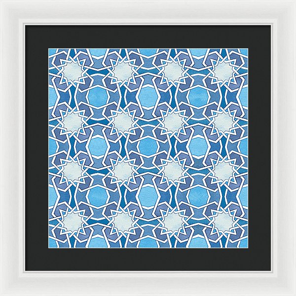 Mustansiriya Tile - Blues - Framed Print