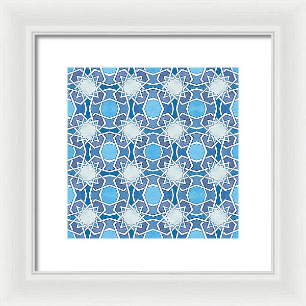 Mustansiriya Tile - Blues - Framed Print