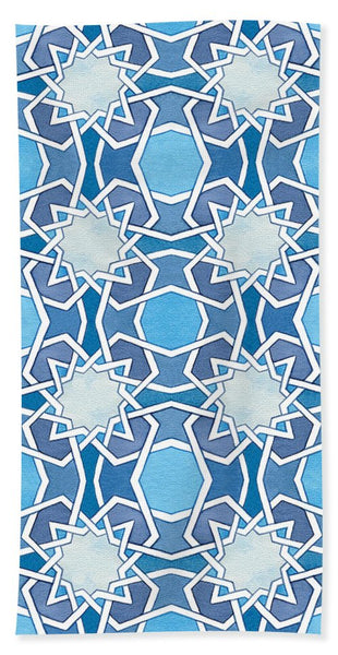 Mustansiriya Tile - Blues - Beach Towel