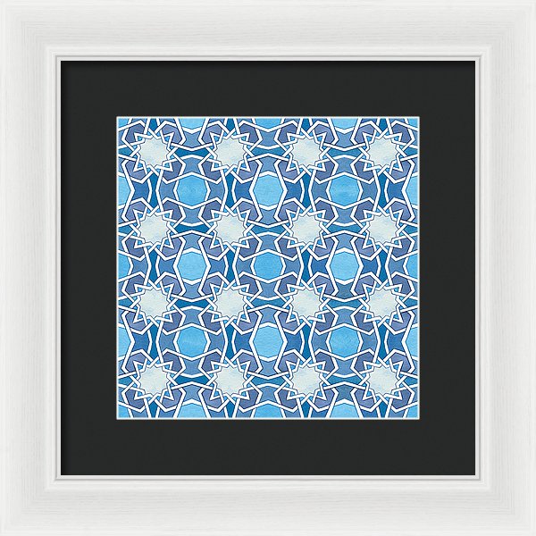 Mustansiriya Tile - Blues - Framed Print