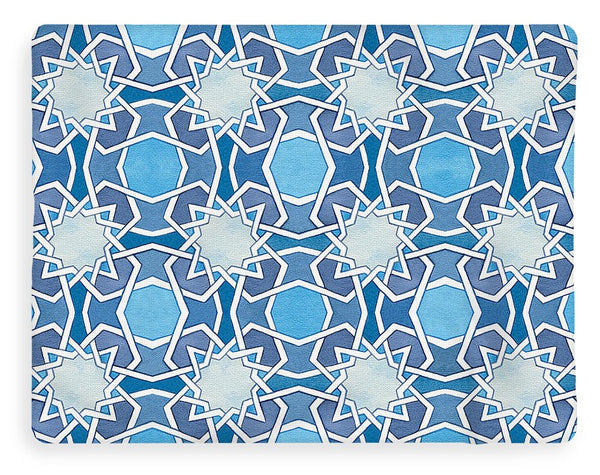 Mustansiriya Tile - Blues - Fleece Blanket