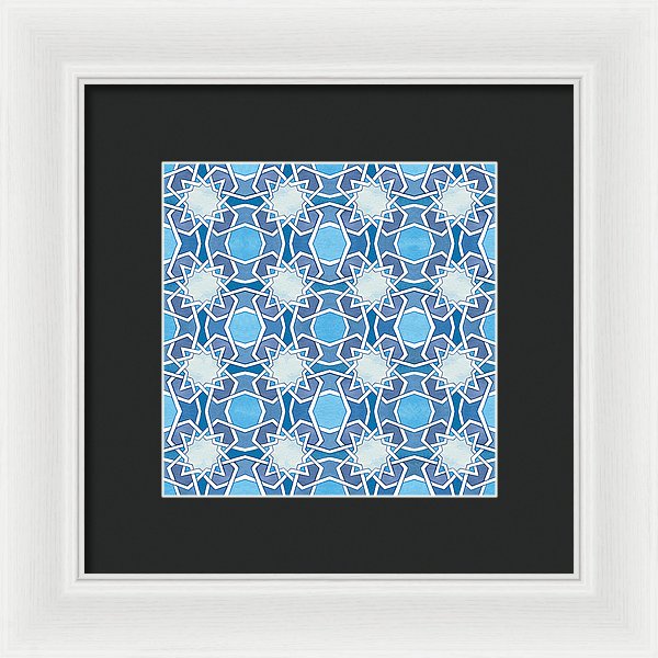 Mustansiriya Tile - Blues - Framed Print