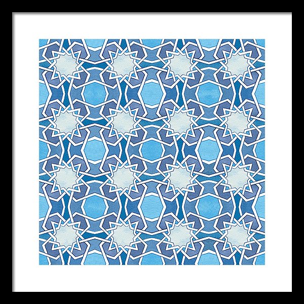 Mustansiriya Tile - Blues - Framed Print