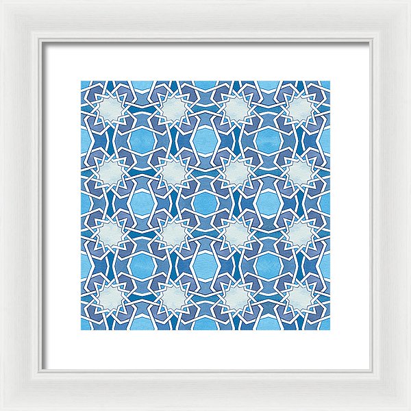 Mustansiriya Tile - Blues - Framed Print