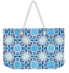 Mustansiriya Tile - Blues - Weekender Tote Bag