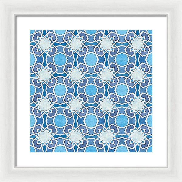 Mustansiriya Tile - Blues - Framed Print