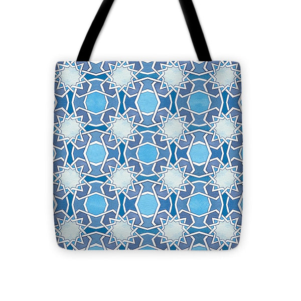 Mustansiriya Tile - Blues - Tote Bag