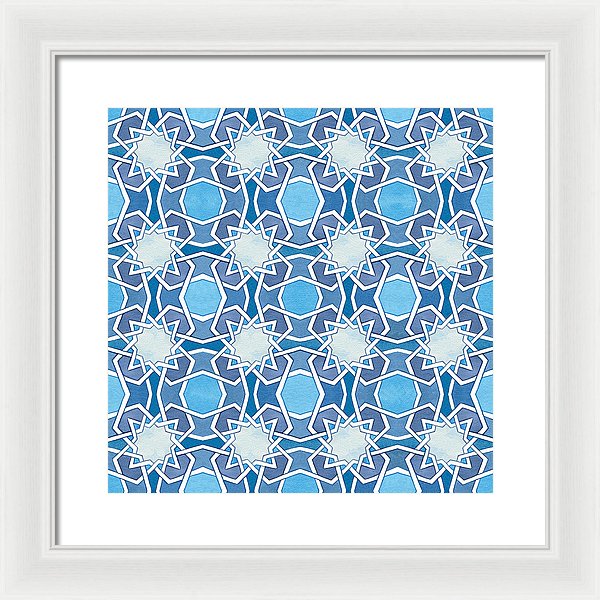 Mustansiriya Tile - Blues - Framed Print